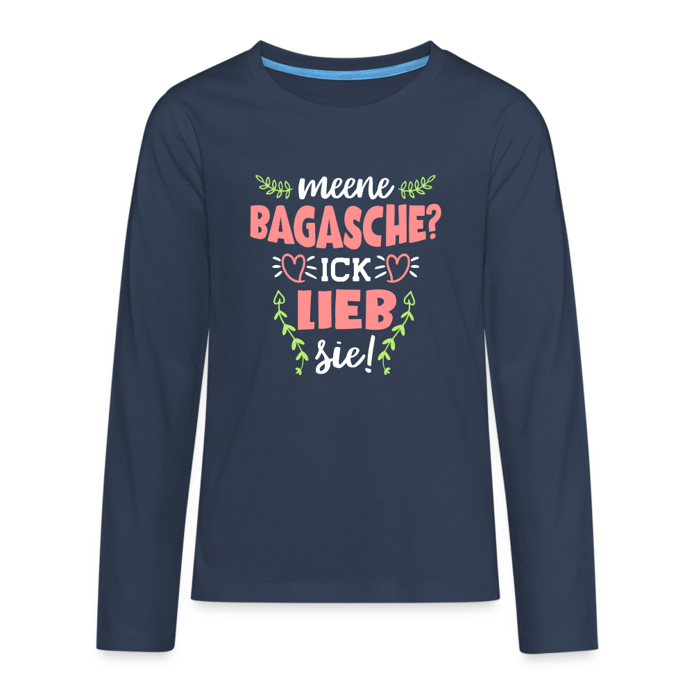 Meene Bagasche Ick Lieb Sie - Teenager Langarmshirt - navy