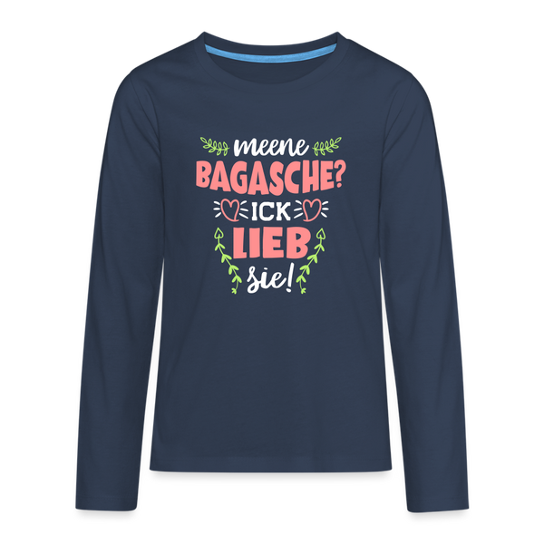 Meene Bagasche Ick Lieb Sie - Teenager Langarmshirt - navy