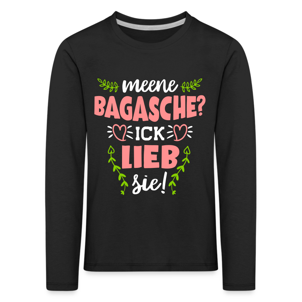Meene Bagasche Ick Lieb Sie - Kinder Langarmshirt - black