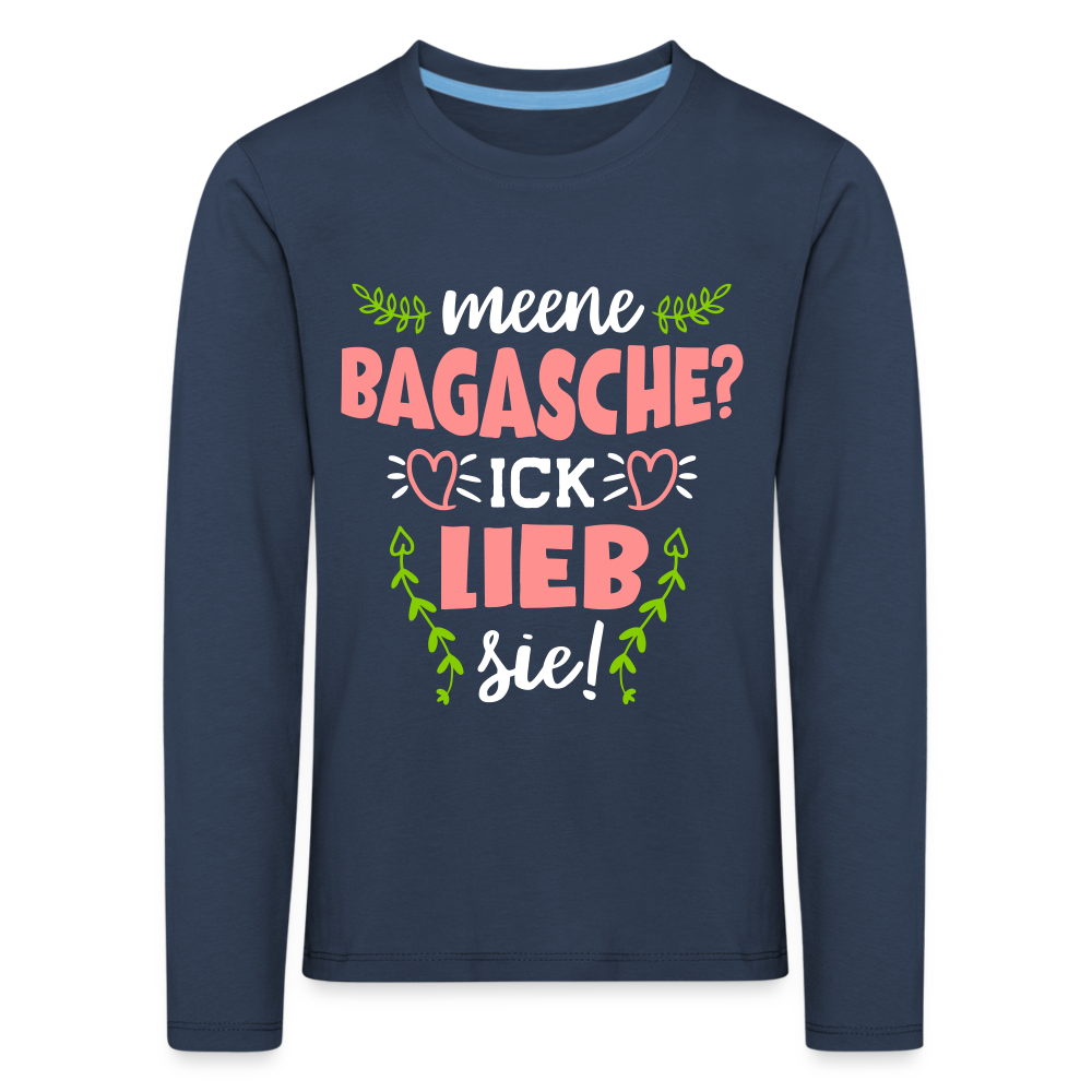 Meene Bagasche Ick Lieb Sie - Kinder Langarmshirt - navy