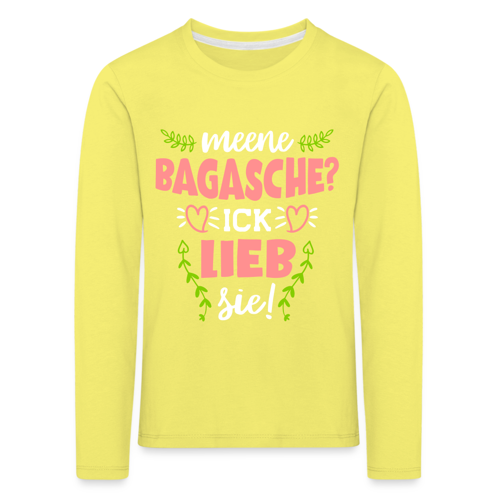 Meene Bagasche Ick Lieb Sie - Kinder Langarmshirt - yellow