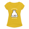 Einjeatmet - Frauen T-Shirt mit gerollten Ärmeln - mustard yellow