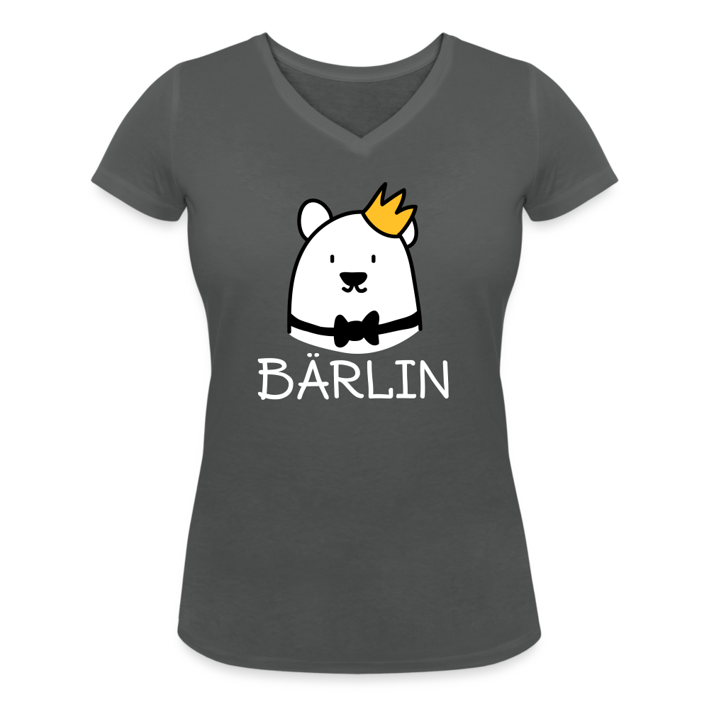 Bärlin - Frauen Bio V-Neck T-Shirt - charcoal