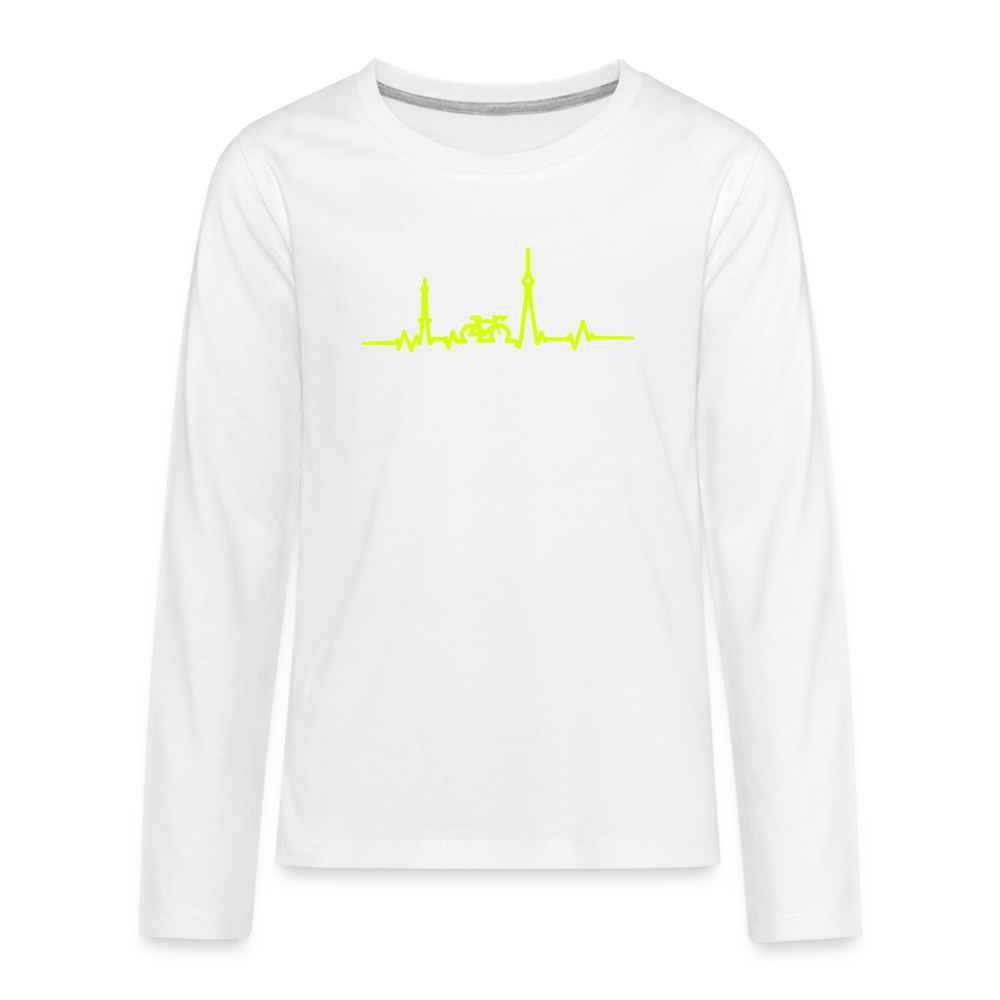 Herzschlag für Fahrradfahrer - Teenager Langarmshirt - white
