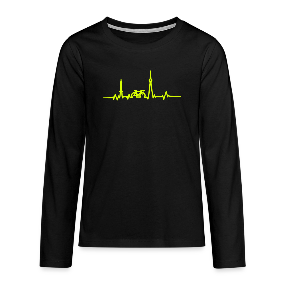 Herzschlag für Fahrradfahrer - Teenager Langarmshirt - black