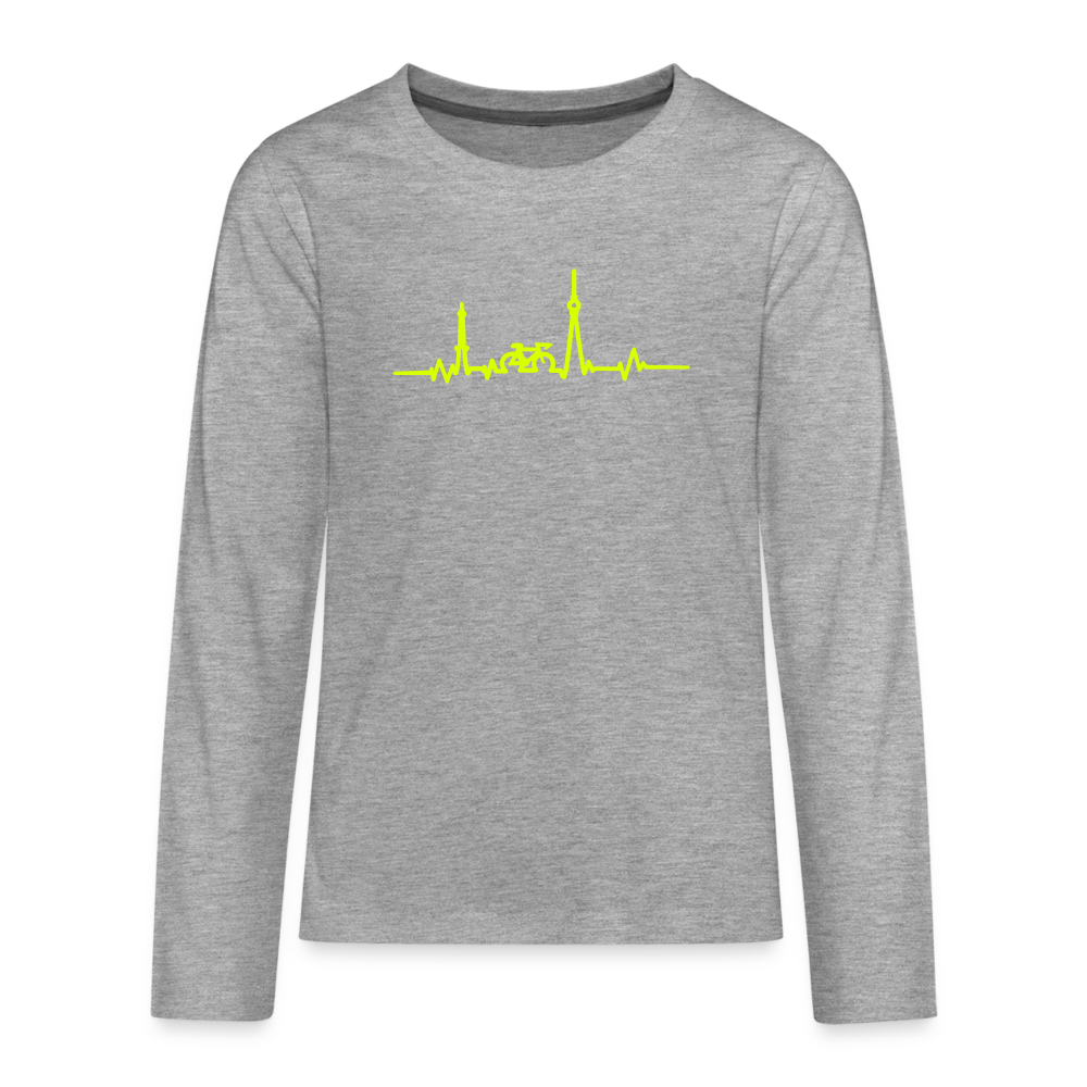 Herzschlag für Fahrradfahrer - Teenager Langarmshirt - heather grey