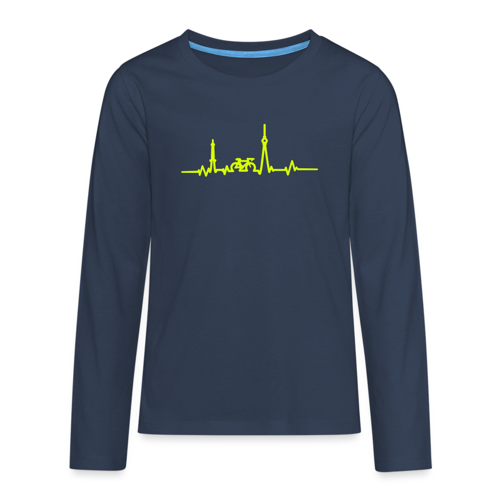 Herzschlag für Fahrradfahrer - Teenager Langarmshirt - navy