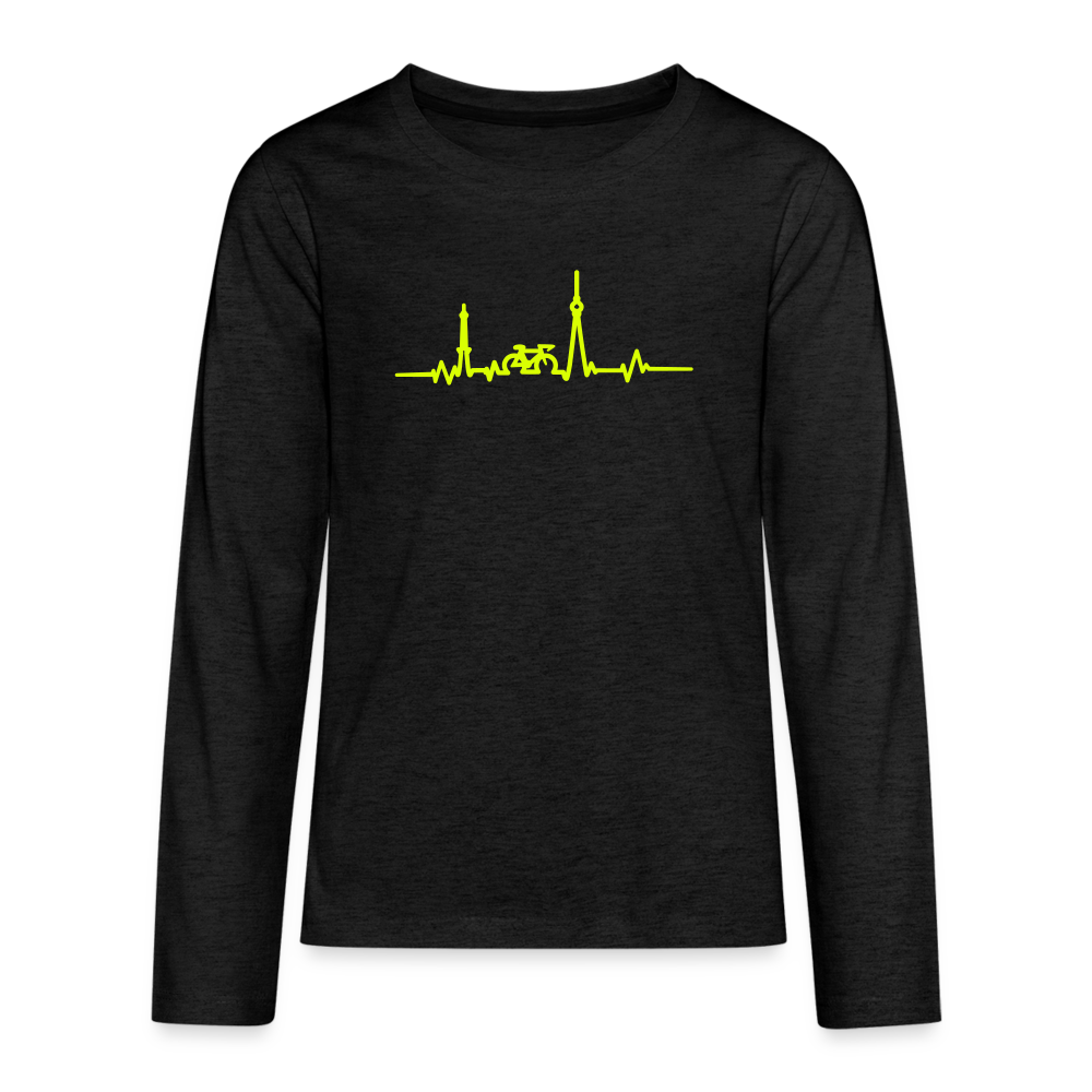 Herzschlag für Fahrradfahrer - Teenager Langarmshirt - charcoal grey