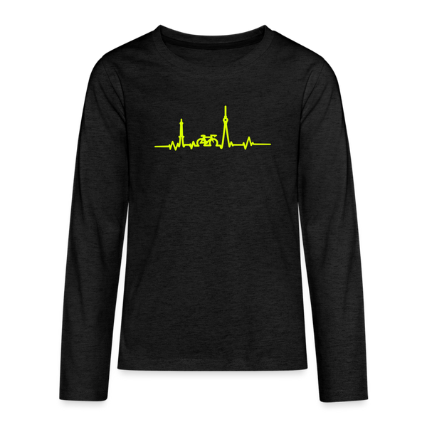 Herzschlag für Fahrradfahrer - Teenager Langarmshirt - charcoal grey
