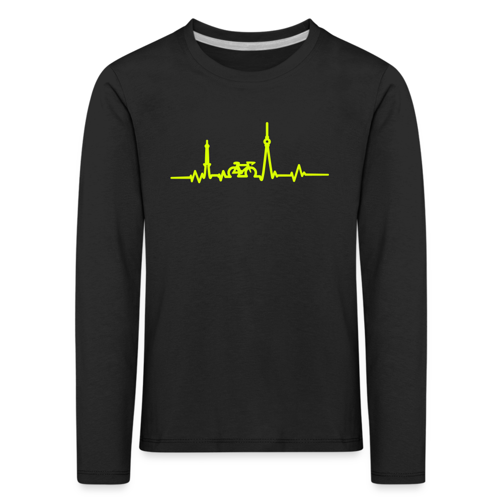 Herzschlag für Fahrradfahrer - Kinder Langarmshirt - black