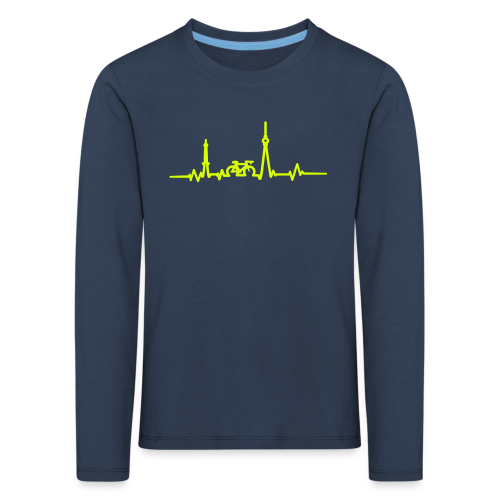 Herzschlag für Fahrradfahrer - Kinder Langarmshirt - navy