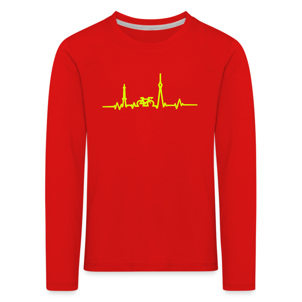 Herzschlag für Fahrradfahrer - Kinder Langarmshirt - red