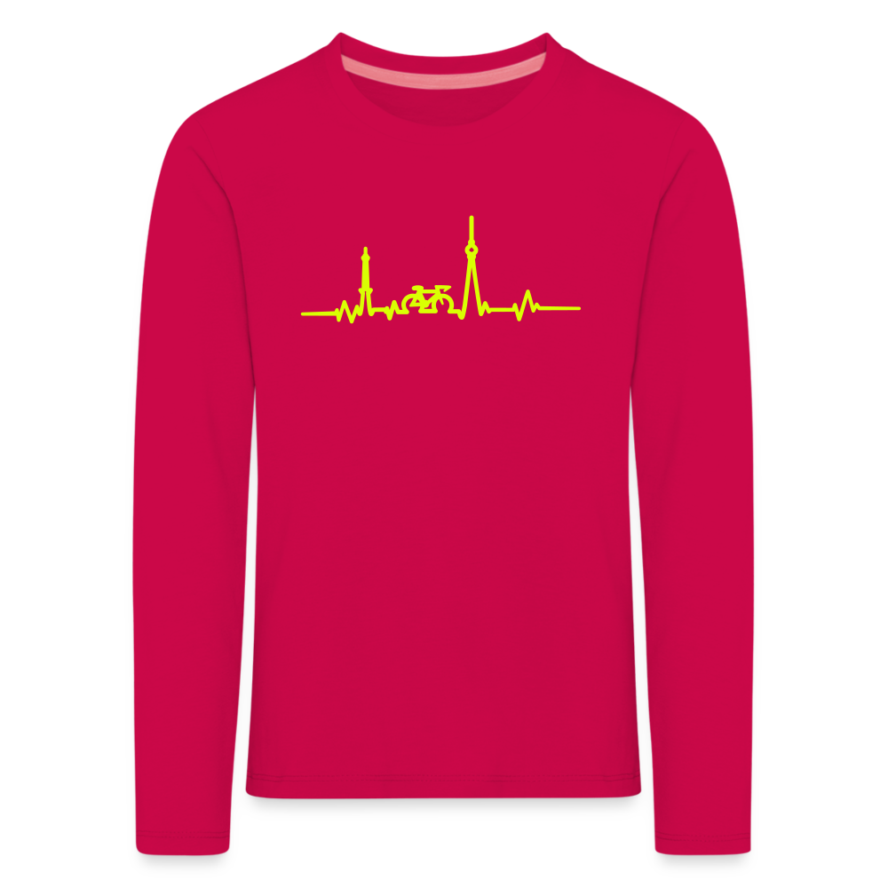 Herzschlag für Fahrradfahrer - Kinder Langarmshirt - dark pink