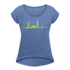 Herzschlag für Fahrradfahrer - Frauen T-Shirt mit gerollten Ärmeln