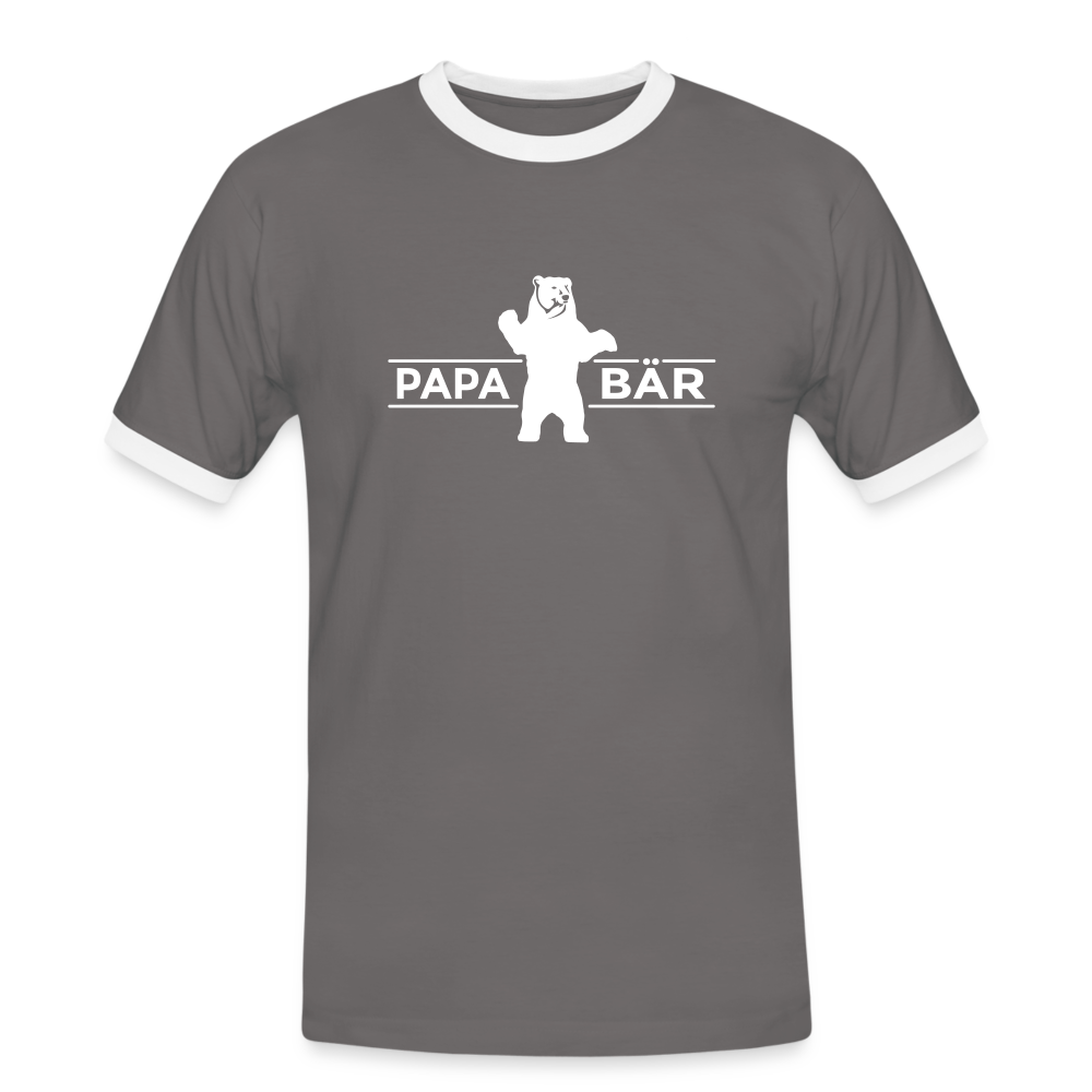 Papa Bär - Männer Ringer T-Shirt - dark grey/white
