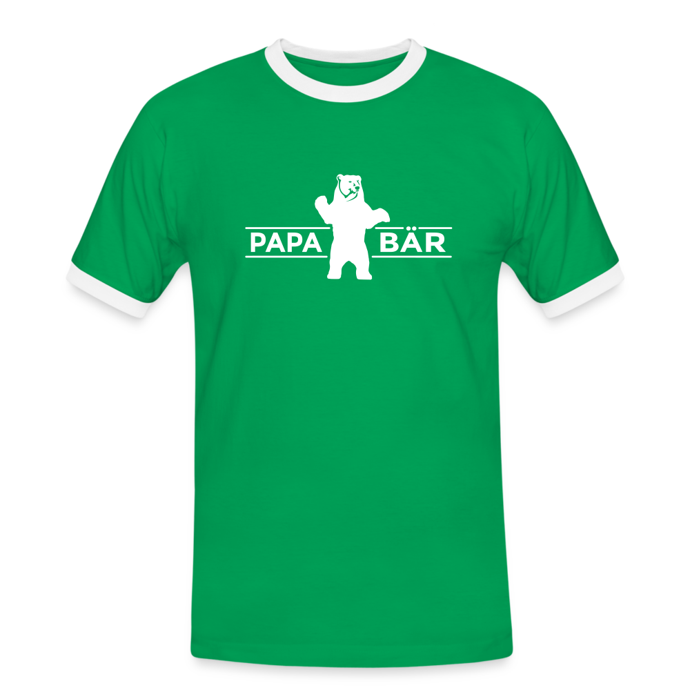 Papa Bär - Männer Ringer T-Shirt - kelly green/white