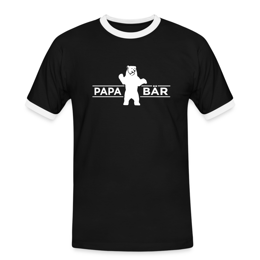 Papa Bär - Männer Ringer T-Shirt - black/white