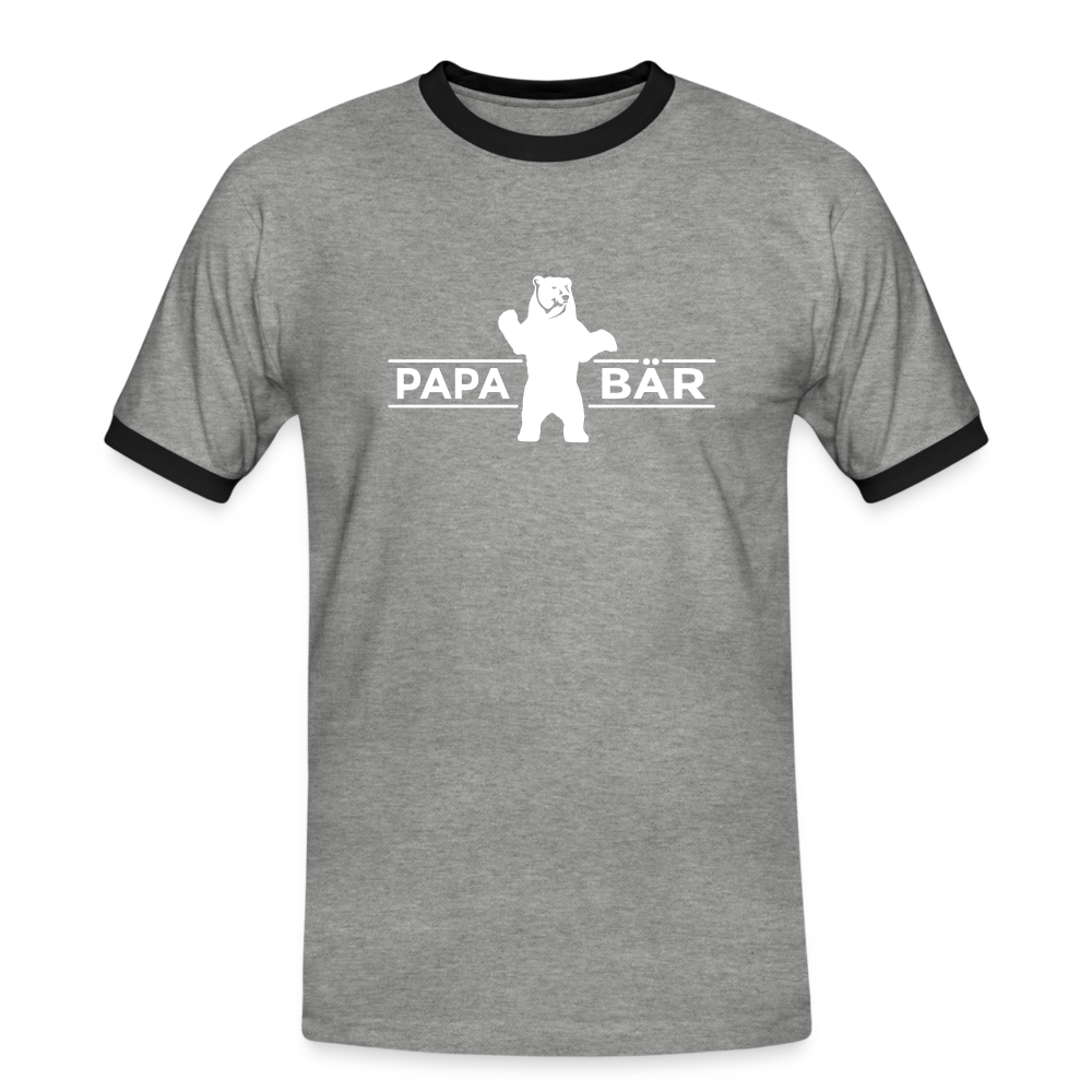 Papa Bär - Männer Ringer T-Shirt - heather grey/black