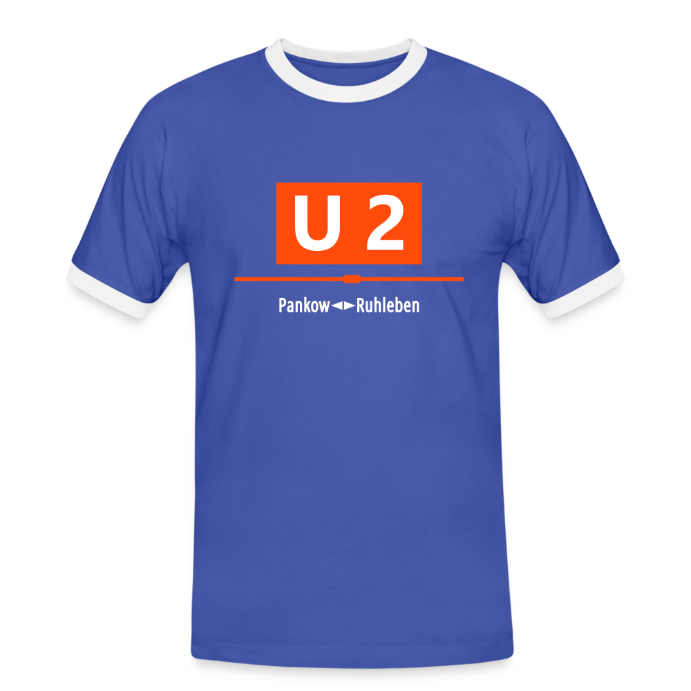 U2 Berlin - Männer Ringer T-Shirt - blue/white