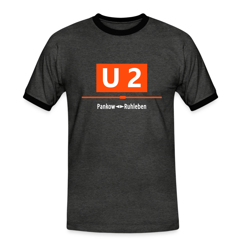 U2 Berlin - Männer Ringer T-Shirt - charcoal/black