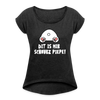 Dit is mir Schnurz Piepe - Frauen T-Shirt mit gerollten Ärmeln - heather black