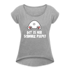 Dit is mir Schnurz Piepe - Frauen T-Shirt mit gerollten Ärmeln - heather grey
