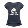 Dit is mir Schnurz Piepe - Frauen T-Shirt mit gerollten Ärmeln - heather navy