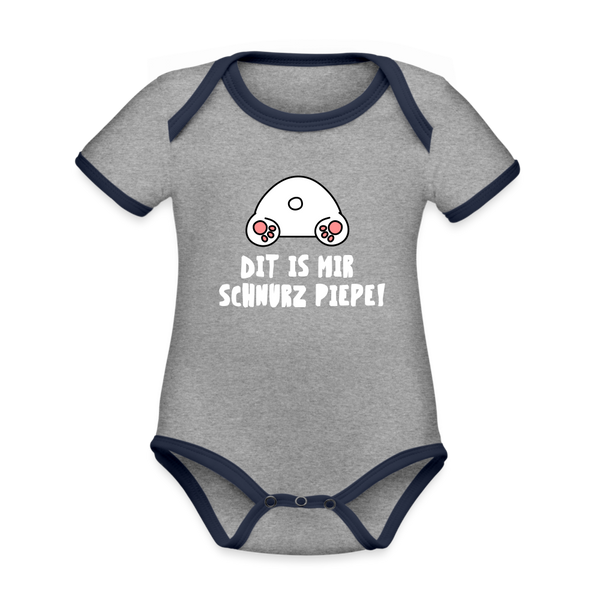 Dit is mir Schnurz Piepe - Baby Bio-Kurzarm-Kontrastbody - heather grey/navy