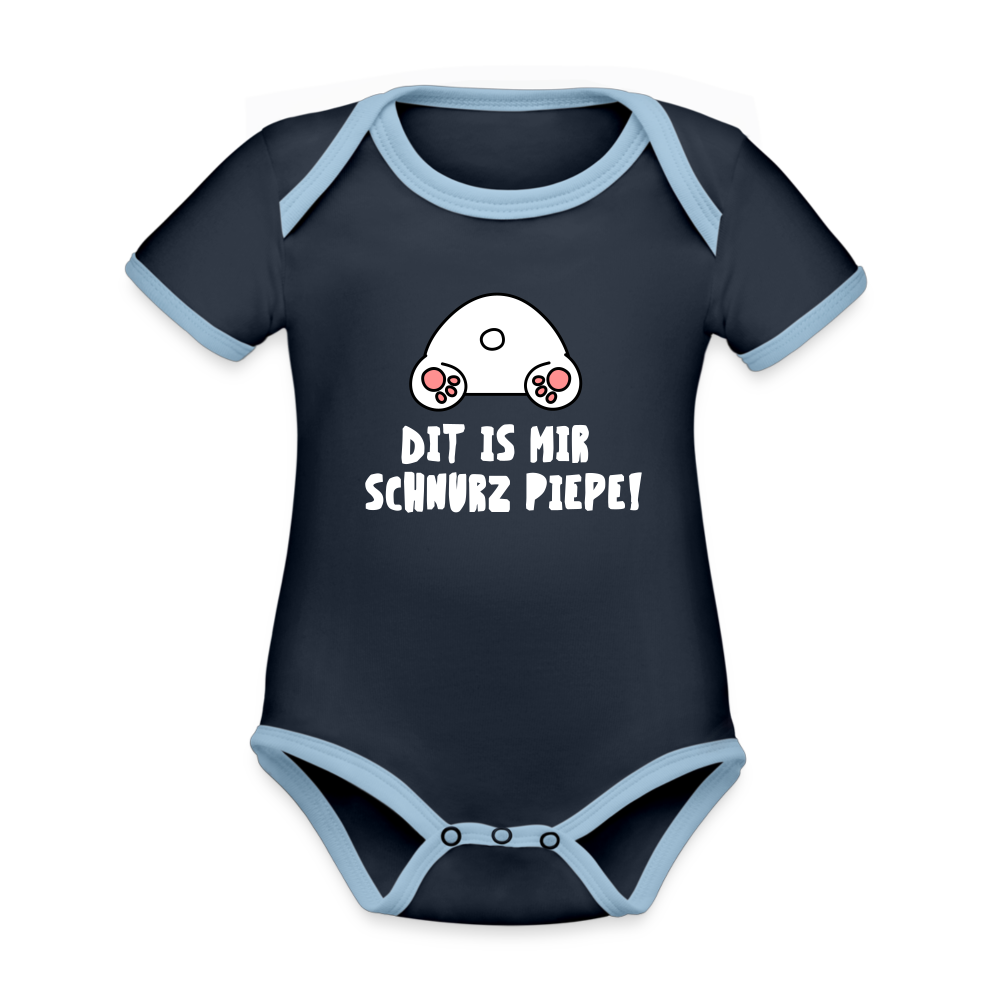 Dit is mir Schnurz Piepe - Baby Bio-Kurzarm-Kontrastbody - navy/sky