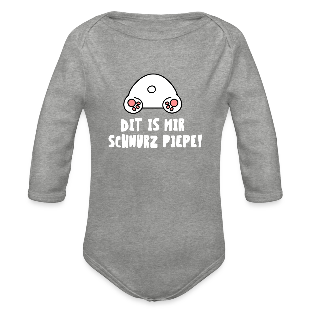 Dit is mir Schnurz Piepe - Bio-Langarmbody - heather grey