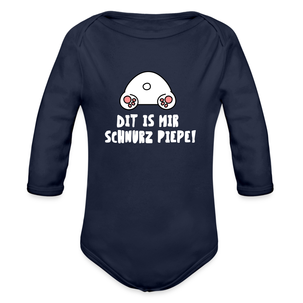 Dit is mir Schnurz Piepe - Bio-Langarmbody - dark navy