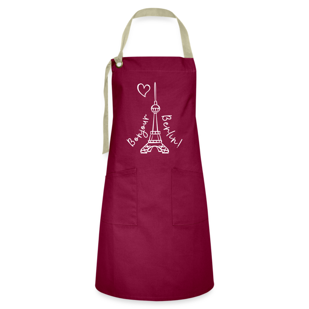 Eiffelturm in Berlin Bonjour - Kontrastschürze - burgundy / desert sand