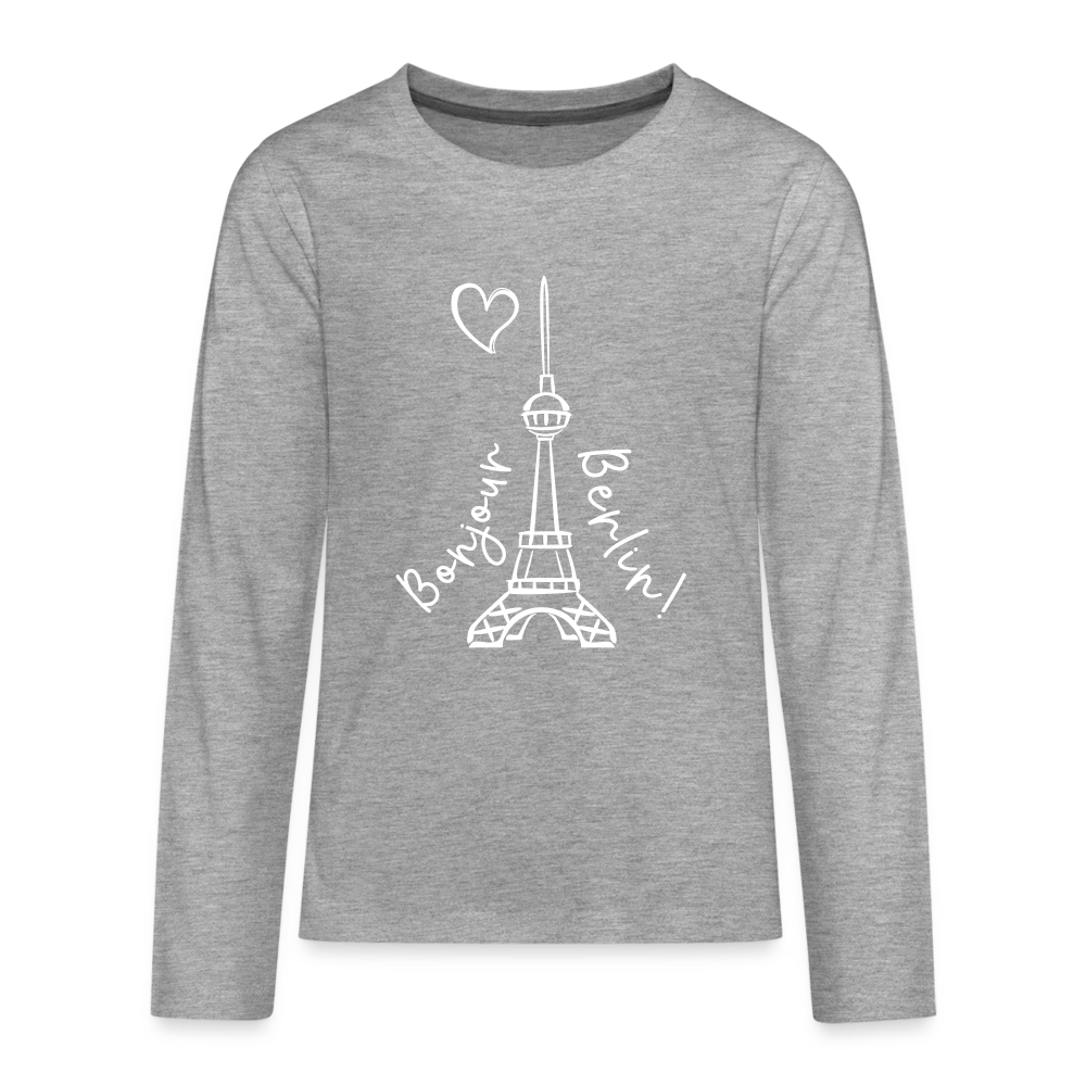 Eiffelturm in Berlin Bonjour - Teenager Langarmshirt - heather grey
