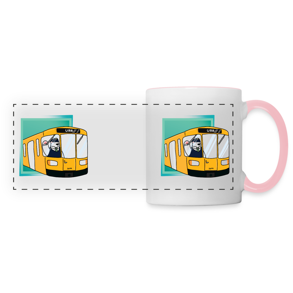 Bär in U-Bahn Kommt - Tasse zweifarbig - white/pink