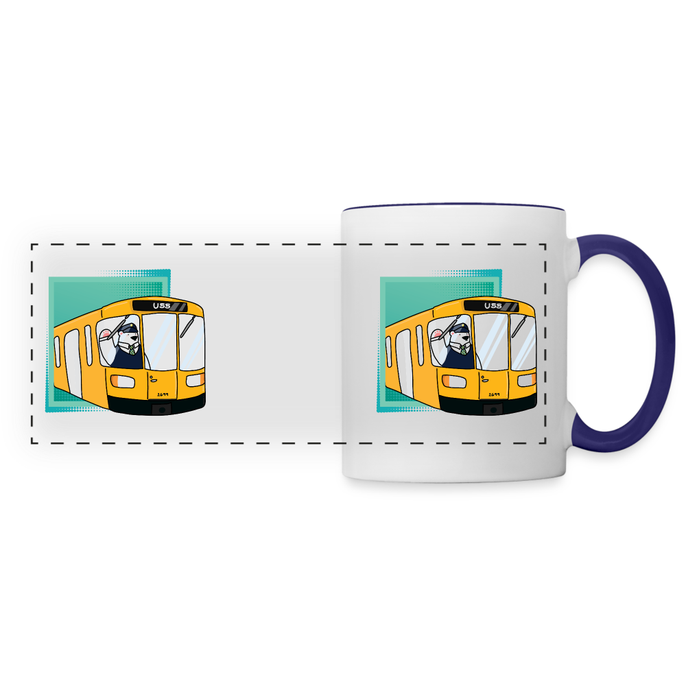 Bär in U-Bahn Kommt - Tasse zweifarbig - white/cobalt blue
