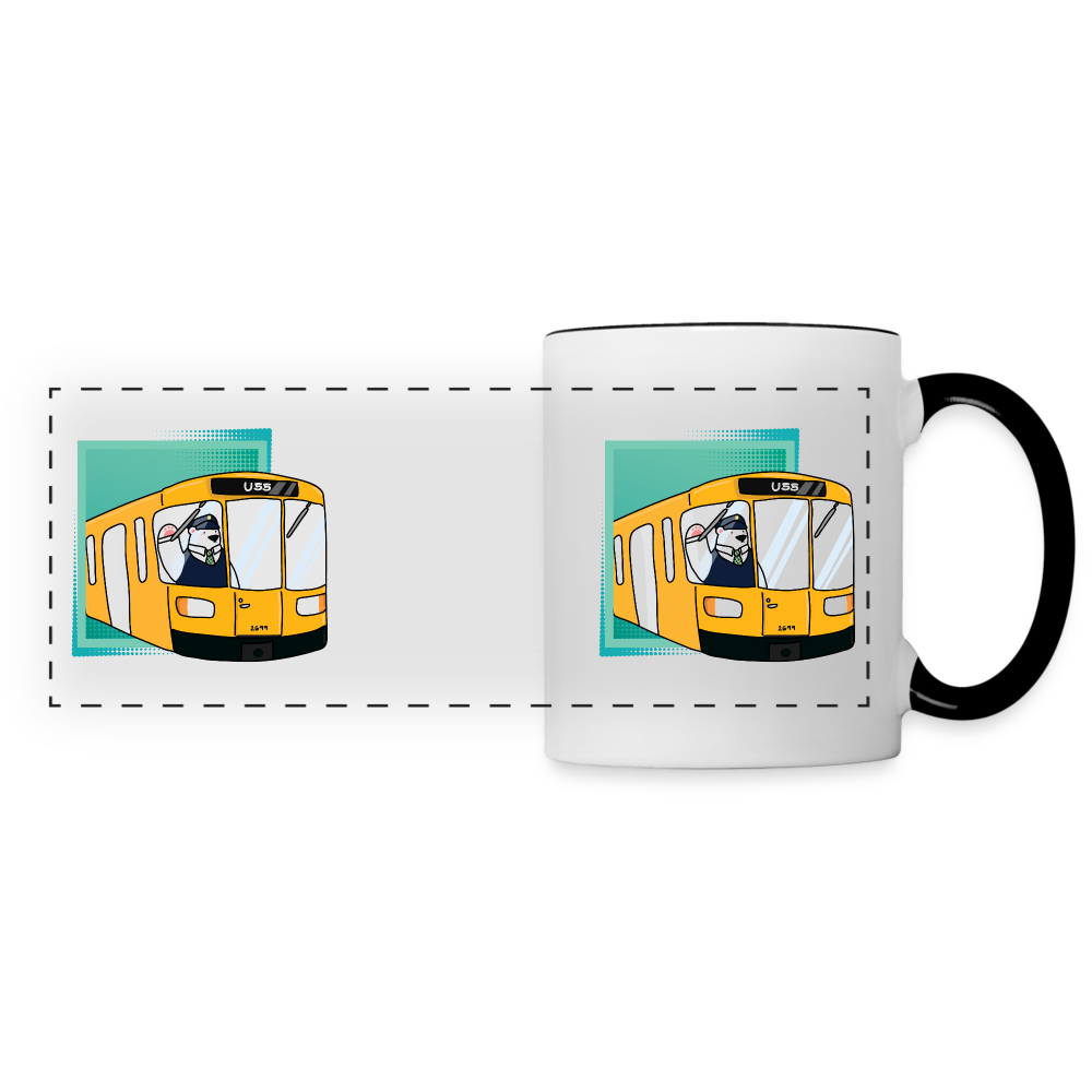 Bär in U-Bahn Kommt - Tasse zweifarbig - white/black