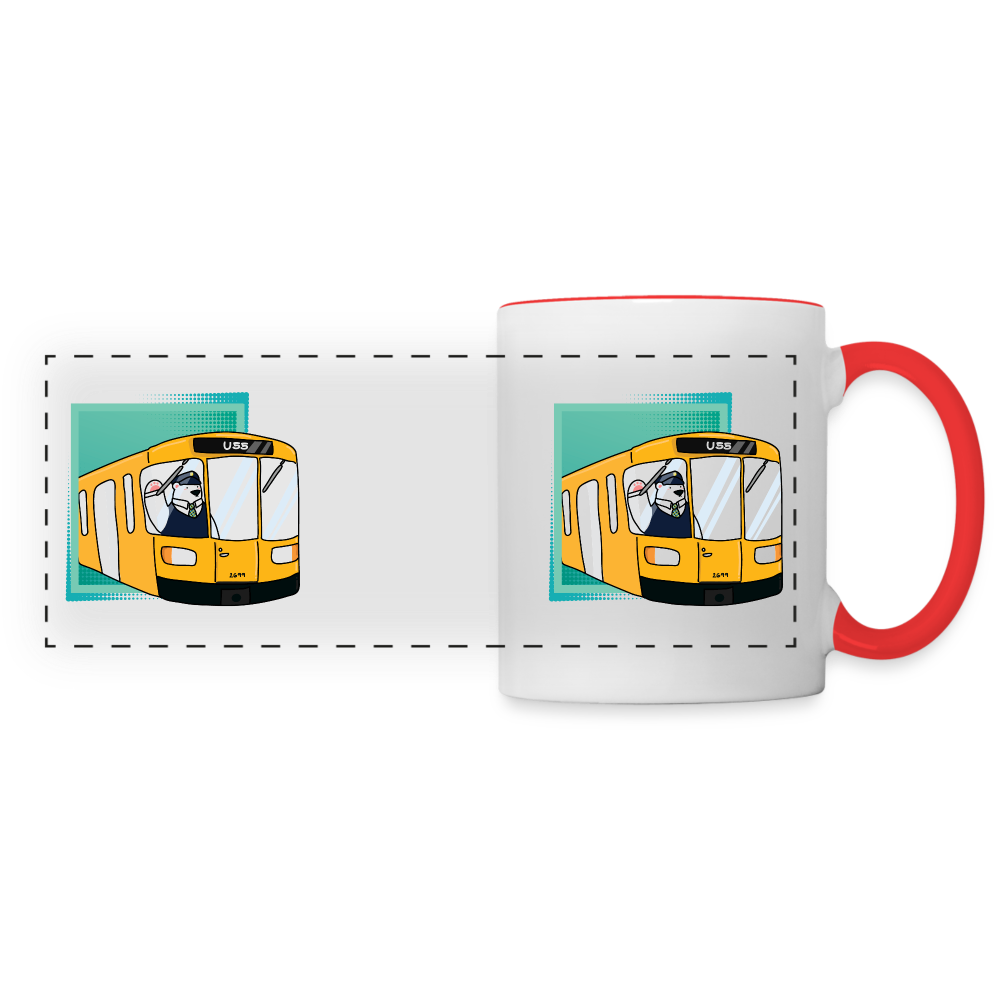 Bär in U-Bahn Kommt - Tasse zweifarbig - white/red