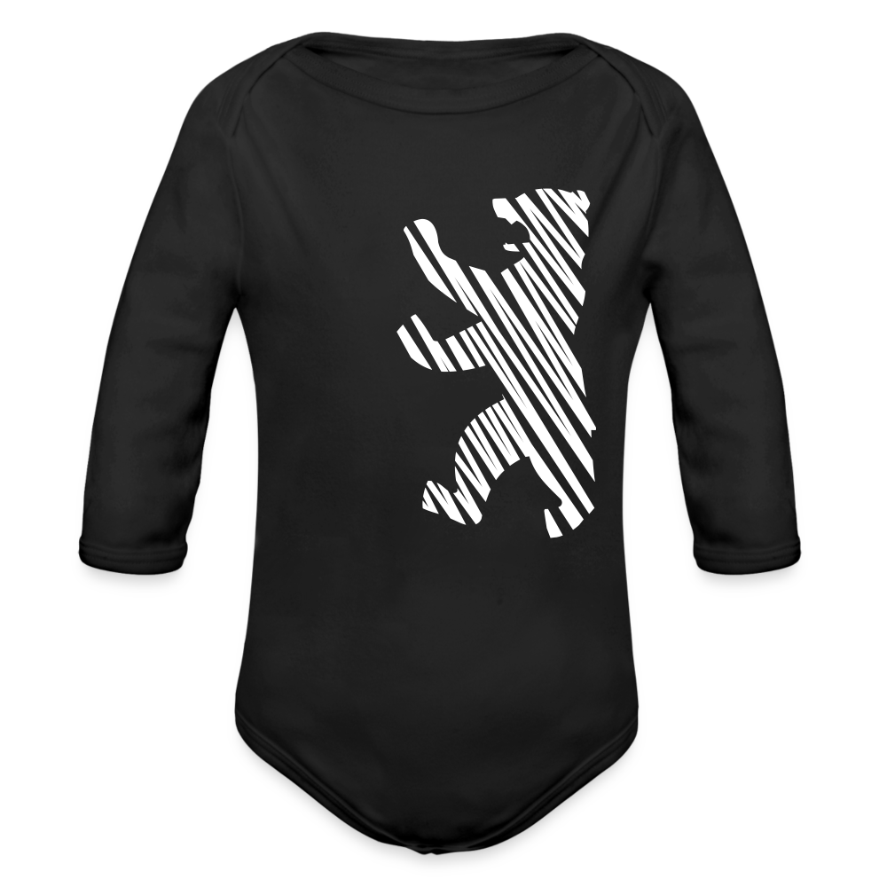 Berliner Bär im Netz - weiß - Bio-Langarmbody - black