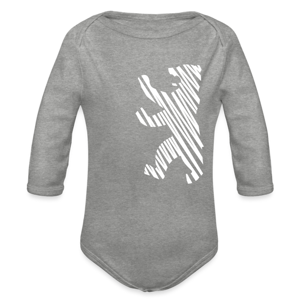 Berliner Bär im Netz - weiß - Bio-Langarmbody - heather grey