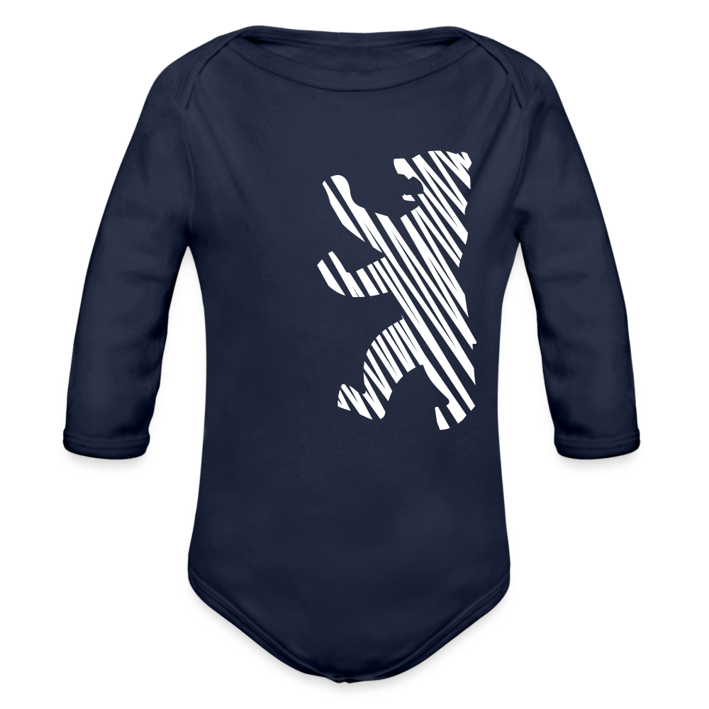 Berliner Bär im Netz - weiß - Bio-Langarmbody - dark navy