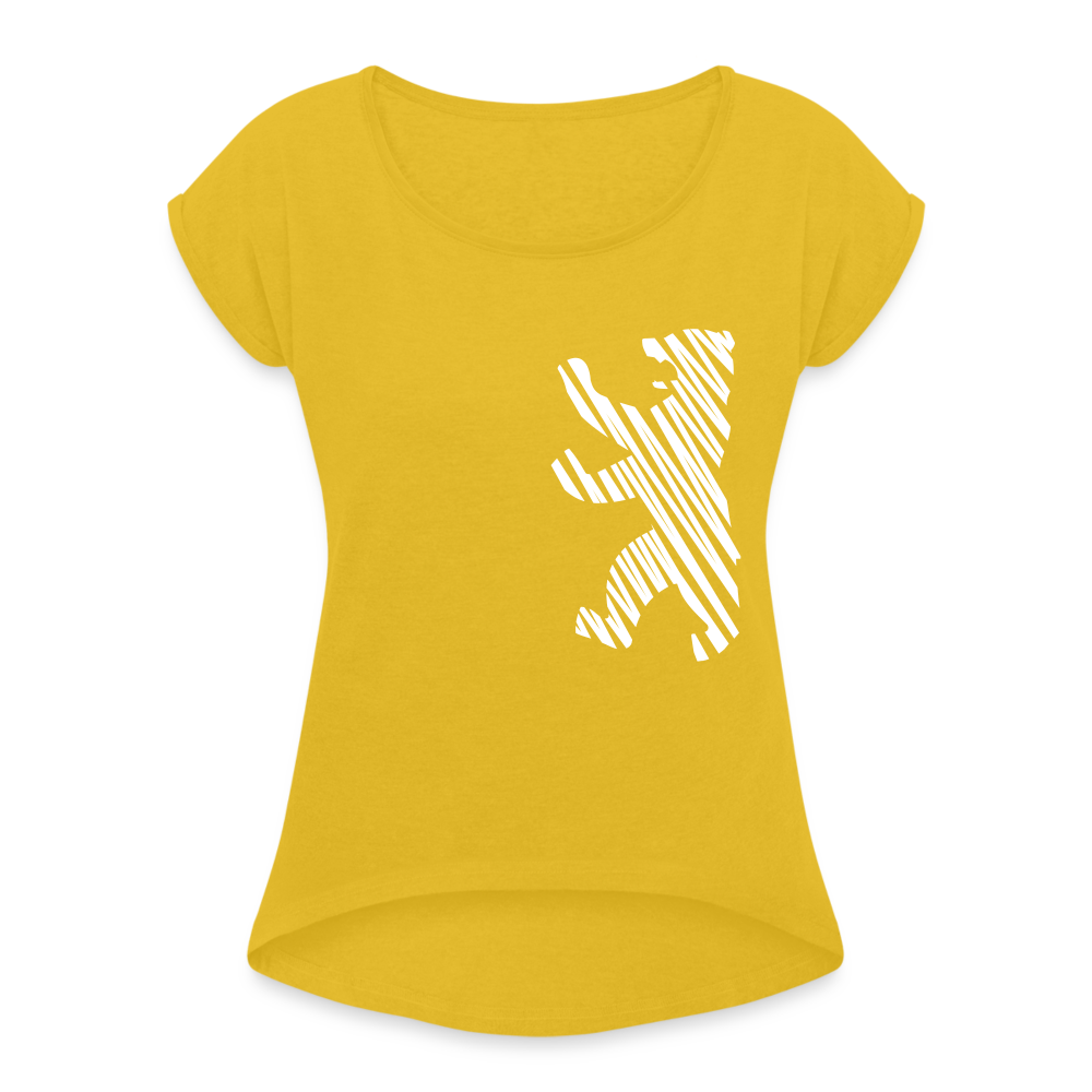 Berliner Bär im Netz - weiß - Frauen T-Shirt mit gerollten Ärmeln - mustard yellow
