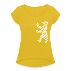 Berliner Bär im Netz - weiß - Frauen T-Shirt mit gerollten Ärmeln