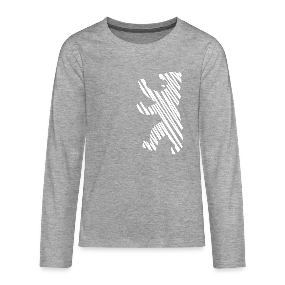 Berliner Bär im Netz - weiß - Teenager Langarmshirt - heather grey