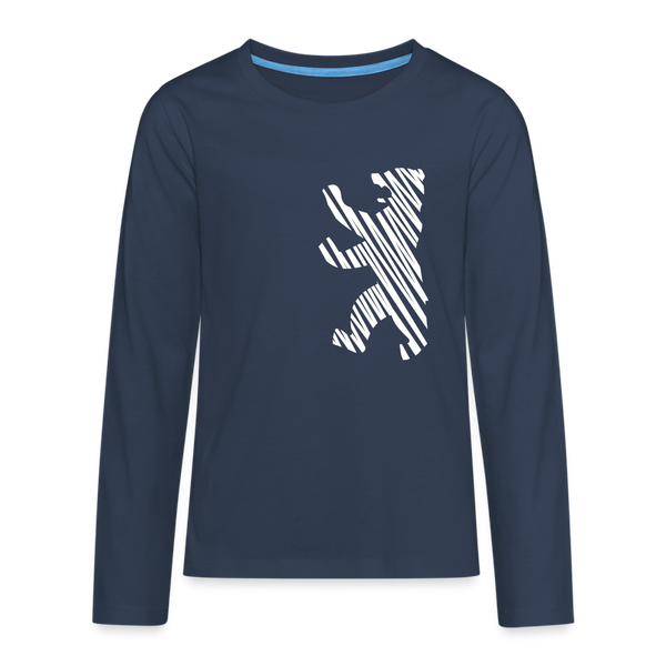 Berliner Bär im Netz - weiß - Teenager Langarmshirt - navy