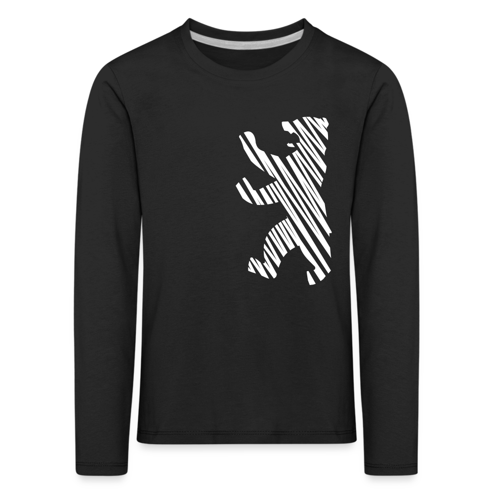 Berliner Bär im Netz - weiß - Kinder Langarmshirt - black