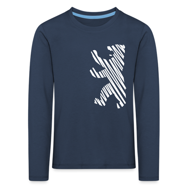 Berliner Bär im Netz - weiß - Kinder Langarmshirt - navy