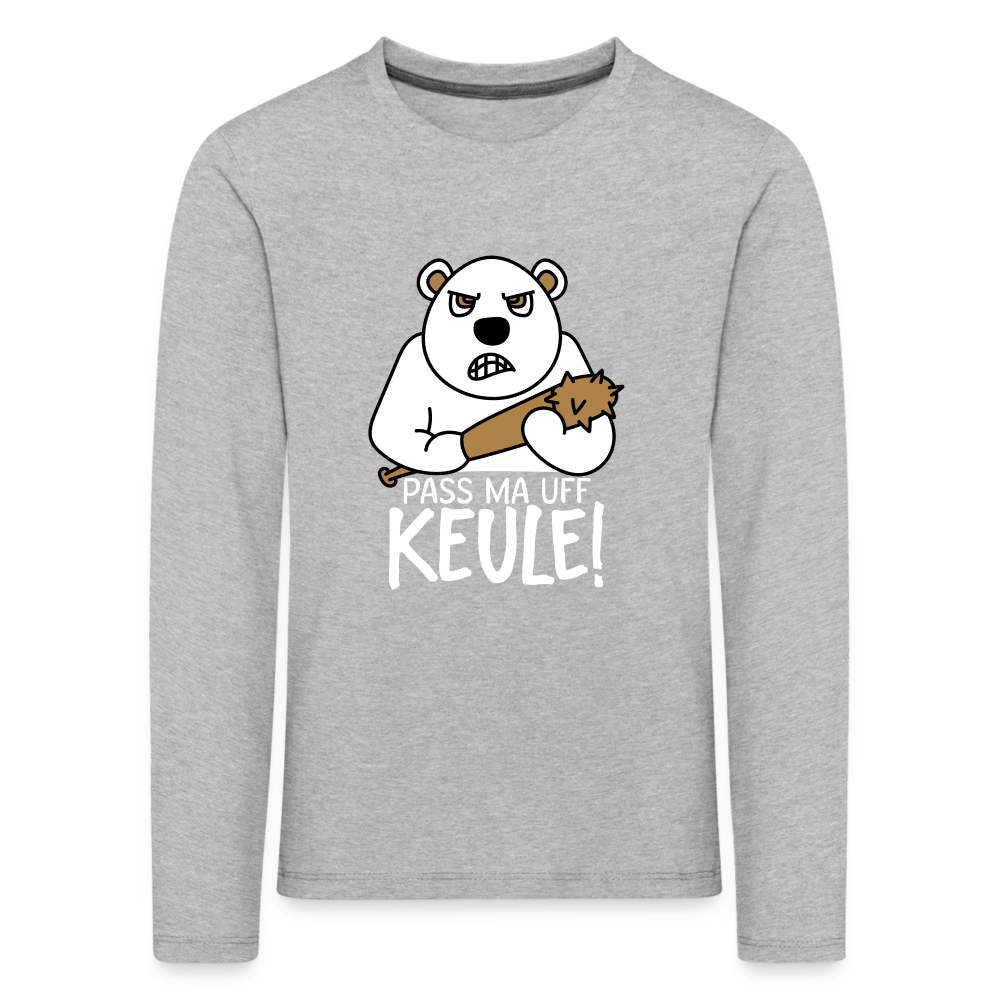 Pass ma uff Keule - Kinder Langarmshirt - heather grey