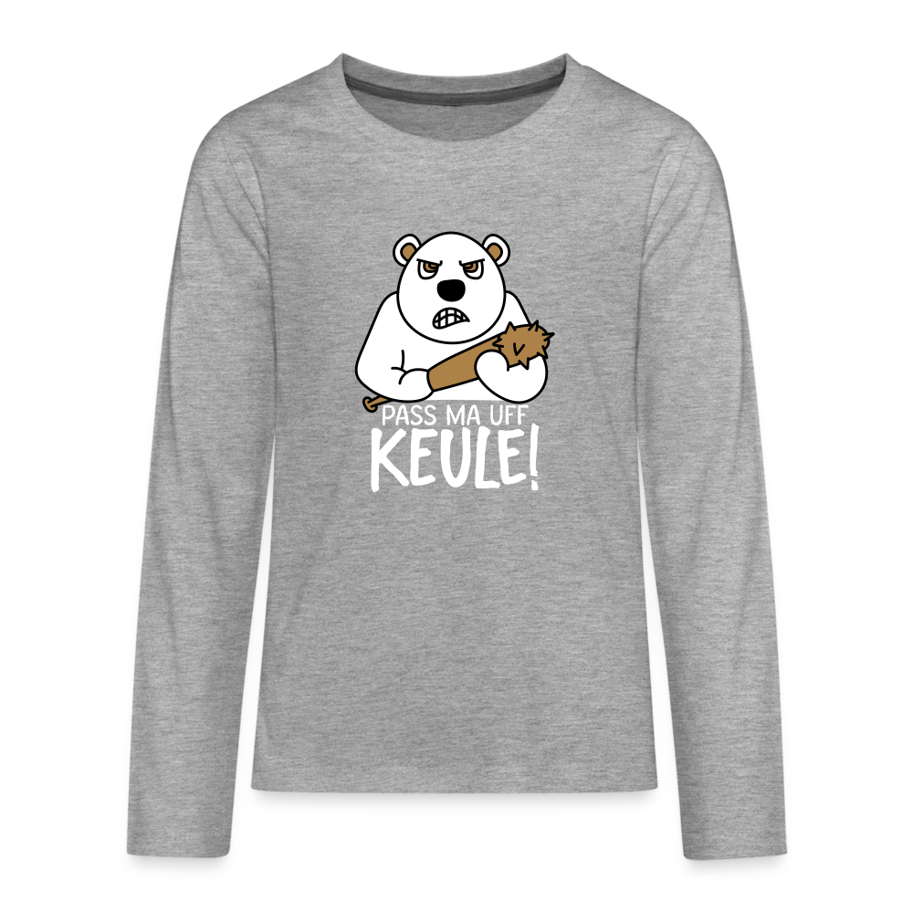 Pass ma uff Keule - Teenager Langarmshirt - heather grey