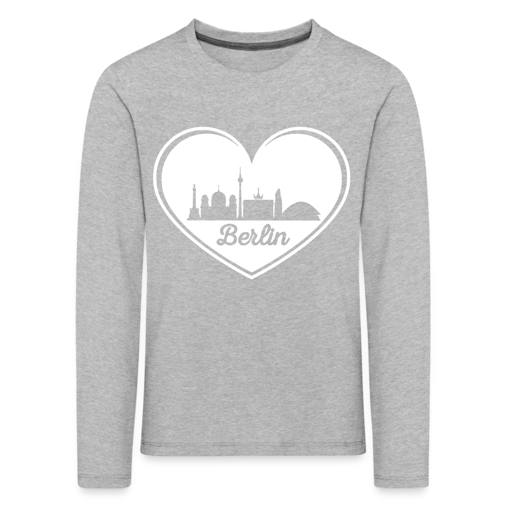 I love Berlin weiß - Kinder Langarmshirt - heather grey