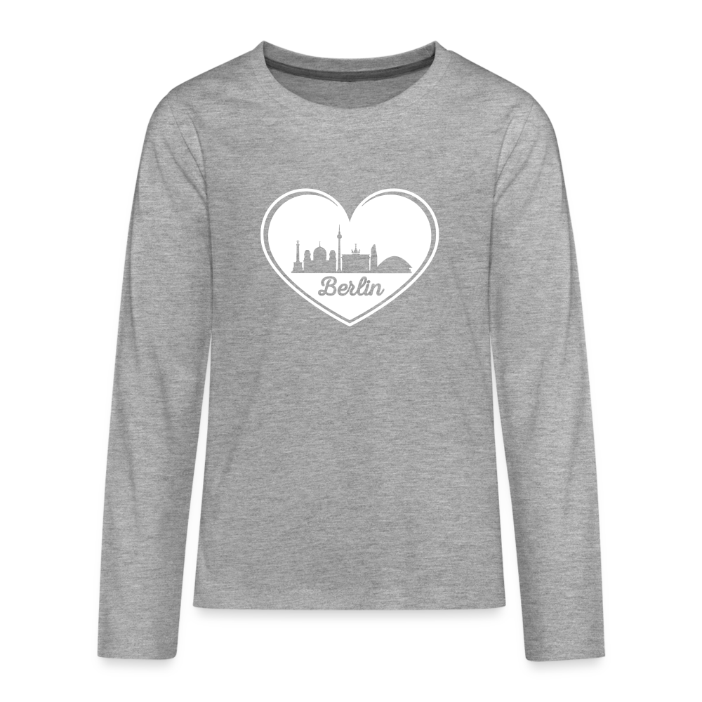 I love Berlin weiß - Teenager Langarmshirt - heather grey